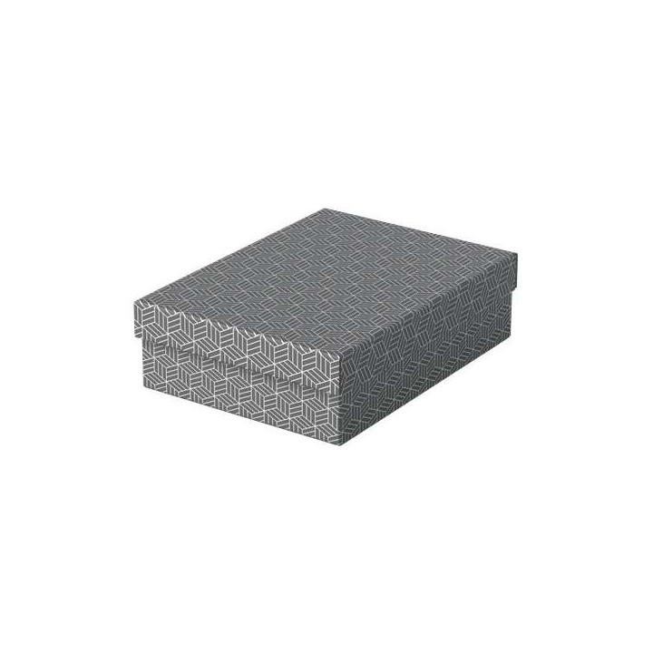 Esselte Pack de 3 Cajas Medianas de Almacenamiento con Tapa 265x100x360mm - Carton 100% Reciclado y Reciclable - Diseño Gris c