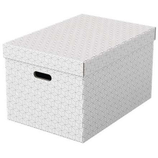 Esselte Pack de 3 Cajas Grandes de Almacenamiento con Tapa 355x305x510mm - Carton 100% Reciclado y Reciclable - Asas Integradas