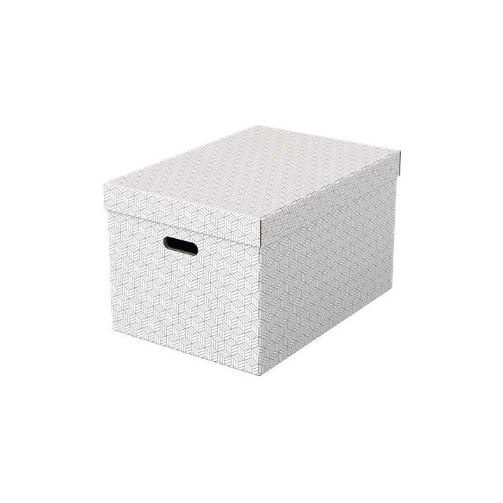 Esselte Pack de 3 Cajas Grandes de Almacenamiento con Tapa 355x305x510mm - Carton 100% Reciclado y Reciclable - Asas Integradas