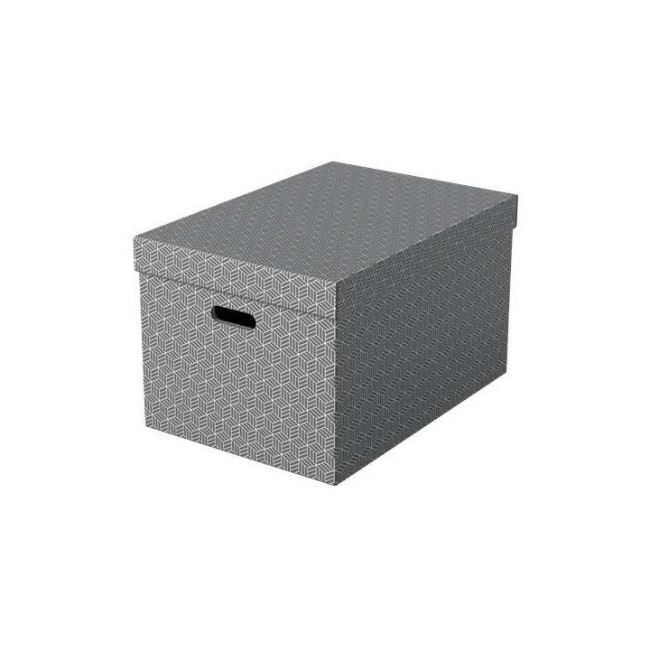 Esselte Pack de 3 Cajas Grandes de Almacenamiento con Tapa 355x305x510mm - Carton 100% Reciclado y Reciclable - Asas Integradas