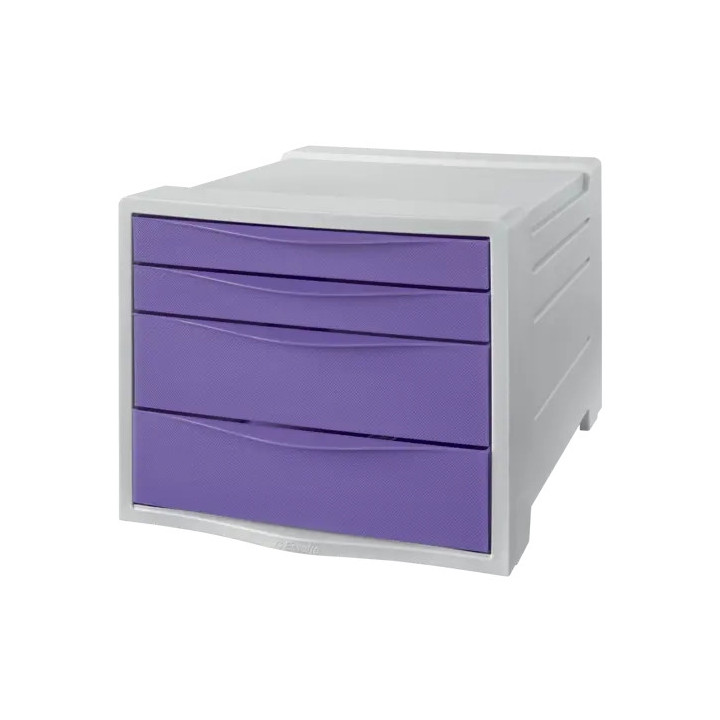 Esselte Colour'Breeze Buc de 4 Cajones - 2 Medidas de Cajon - Deslizamiento Suave - Base con Goma Antideslizante - Color Gris/L