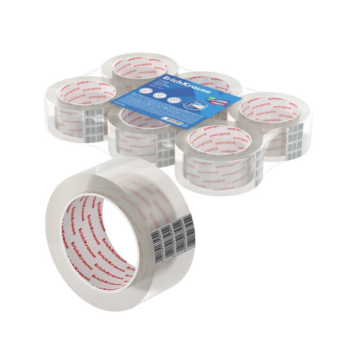 Erichkrause Precinto de Embalaje - Medidas 48mmx50m - Adhesivo de Gran Adherencia - Facil de Cortar - Transparente