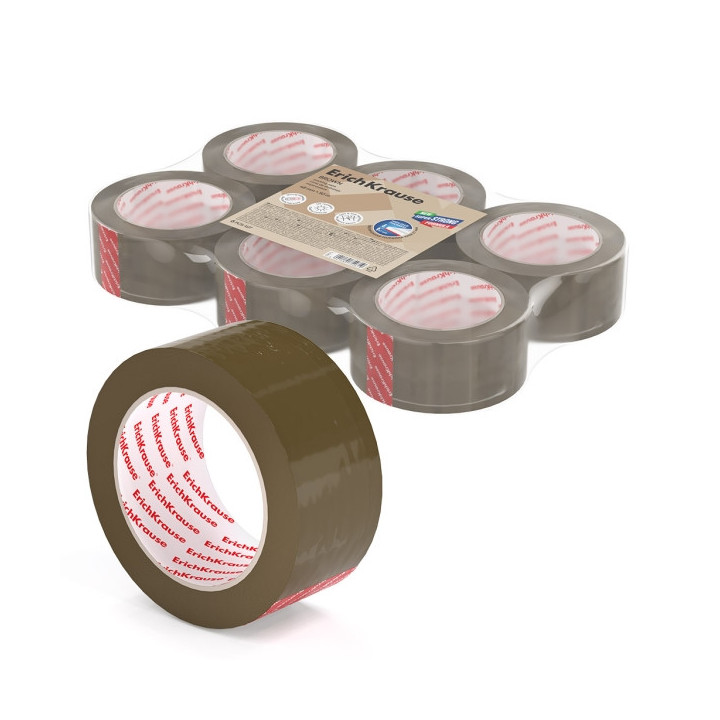 Erichkrause Precinto de Embalaje - Medidas 48mmx50m - Adhesivo de Gran Adherencia - Facil de Cortar - Color Marron