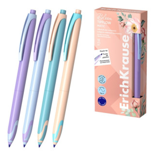 Erichkrause Bloom TipFlow Matic Pastel Boligrafo Retractil - Punta de Bola 0.5mm - Trazo de 0.4mm - Tinta Azul - Cuerpo en Colo
