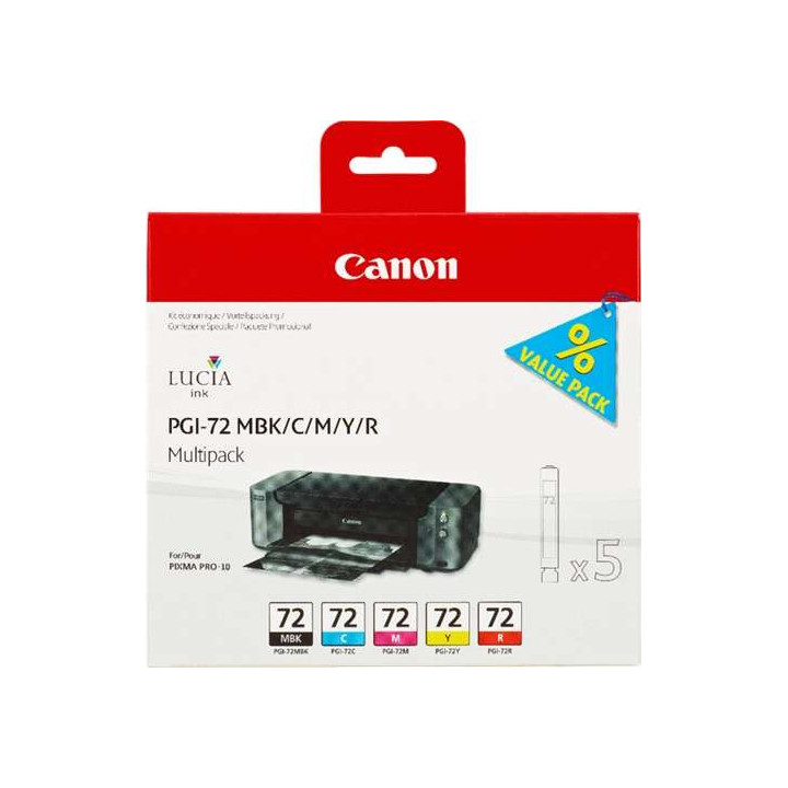 Canon PGI72 Pack de 5 Cartuchos de Tinta Originales - Negro Mate