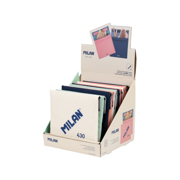 Milan Coleccion 430 Expositor con 12 Bolsas Isotermicas Porta Alimentos 0.3L - Forro Interior Isotermico - Colores Surtidos