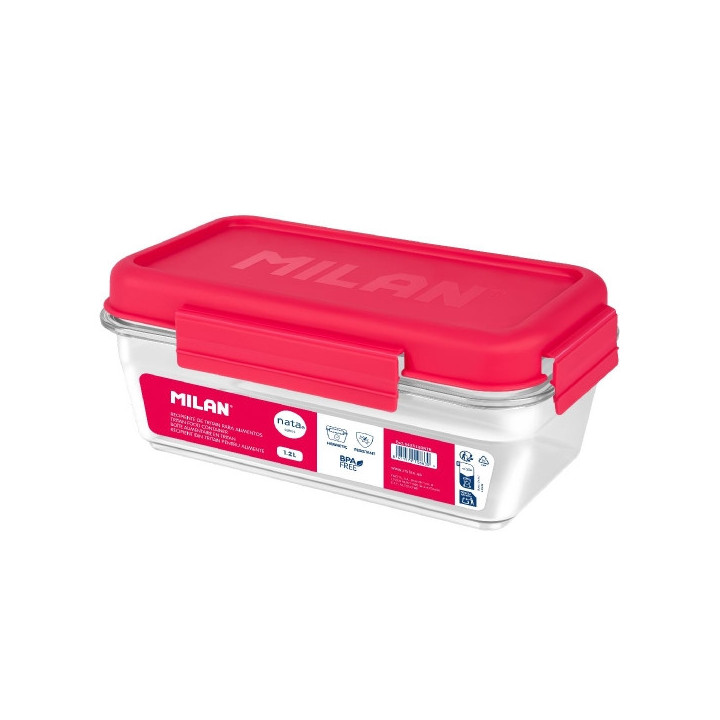 Milan Coleccion Nata 624 Fiambrera Hermetica de Tritan Rectangular 1.2L - Apta para Microondas