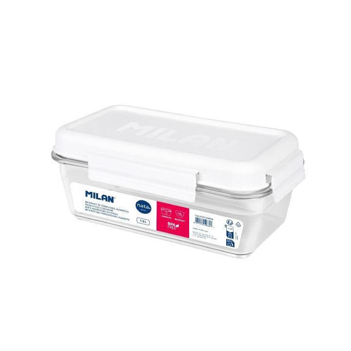 Milan Coleccion Nata 624 Fiambrera Hermetica de Tritan Rectangular 1.2L - Apta para Microondas