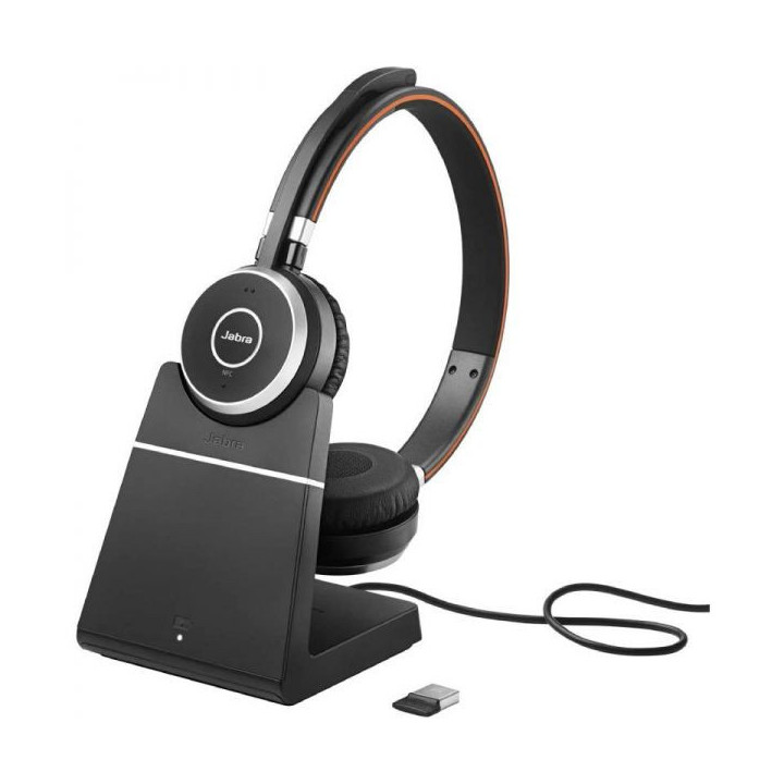 Jabra Evolve 65 SE Stereo UC Auriculares con Microfono Bluetooth + Soporte de Carga USB-A - Cancelacion de Ruido - Autonomia ha