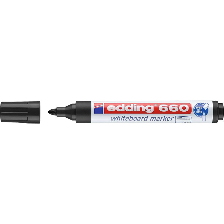 Edding 660 Rotulador para Pizarra Blanca - Punta Redonda - Trazo entre 1.5 y 3 mm. - Tinta Pigmentada - Recargable - Borrable e