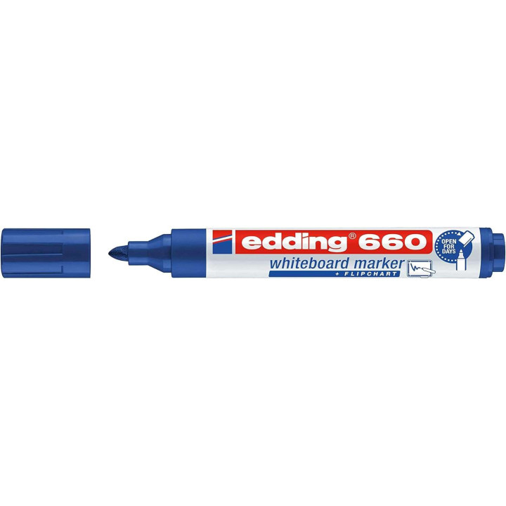 Edding 660 Rotulador para Pizarra Blanca - Punta Redonda - Trazo entre 1.5 y 3 mm. - Tinta Pigmentada - Recargable - Borrable e
