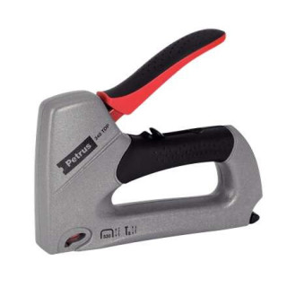 Petrus 340 Top Clavadora/Grapadora Metalica - Para Grapas 530/6 a 14mm y Pins Tipo 8 de 15mm - Ajuste de Potencia - Color Gris/