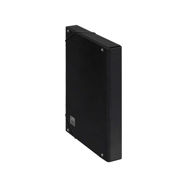 Dohe Caja para Proyectos Lomo 3cm - Carton Forrado con Papel Impreso y Plastificado - Cierre con Gomas - Color Negro