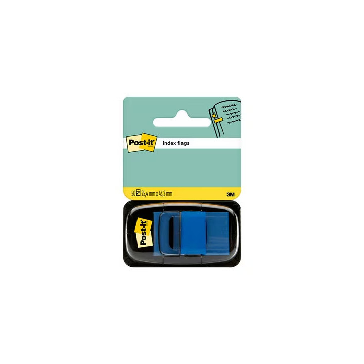 Post-it Index Dispensador con 50 Marcadores Reposicionables 25.4 x 43.2mm - Adherencia Firme - Para Marcar