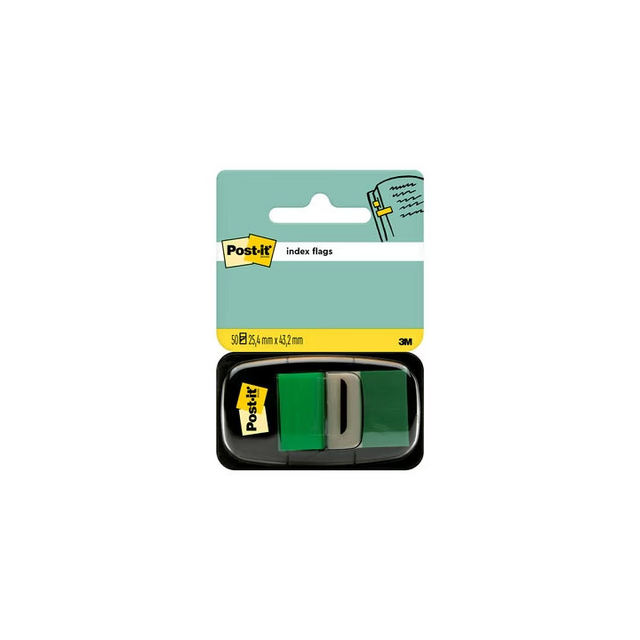 Post-it Index Dispensador con 50 Marcadores Reposicionables 25.4 x 43.2mm - Adherencia Firme - Para Marcar