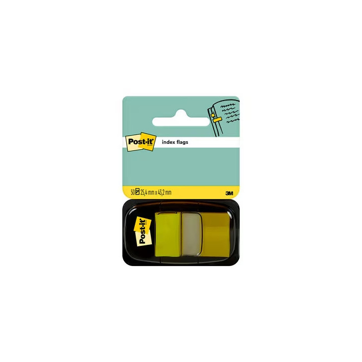 Post-it Index Dispensador con 50 Marcadores Reposicionables 25.4 x 43.2mm - Adherencia Firme - Para Marcar