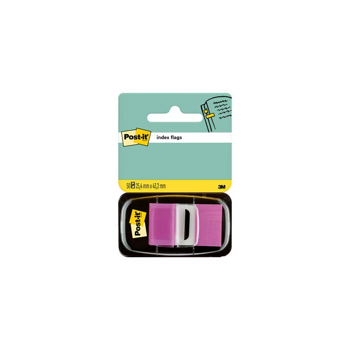 Post-it Index Dispensador con 50 Marcadores Reposicionables 25.4 x 43.2mm - Adherencia Firme - Para Marcar