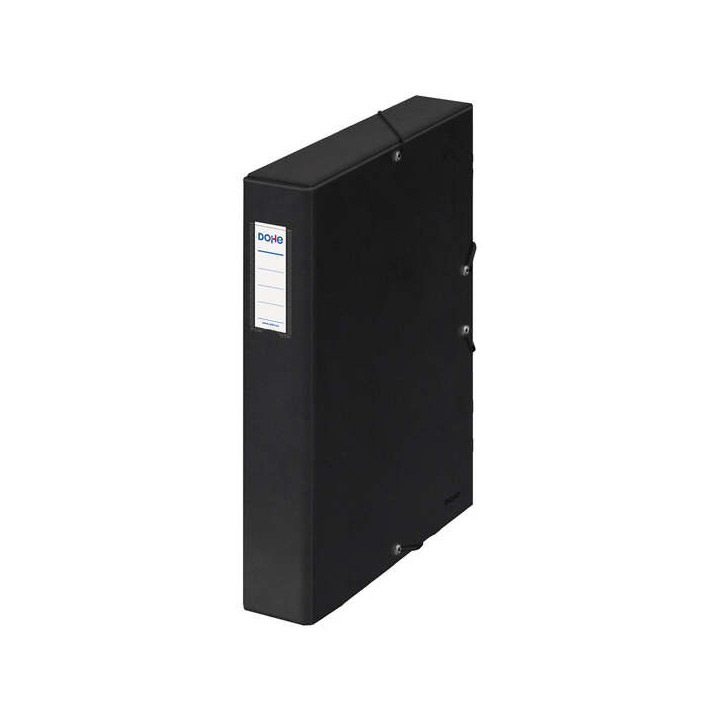 Dohe Caja para Proyectos Lomo 5cm - Carton Forrado con Papel Impreso y Plastificado - Cierre con Gomas - Color Negro