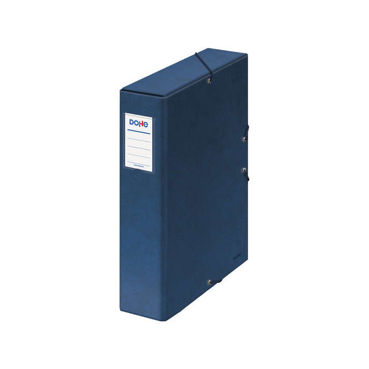 Dohe Caja para Proyectos Lomo 7cm - Carton Forrado con Papel Impreso y Plastificado - Cierre con Gomas - Color Azul