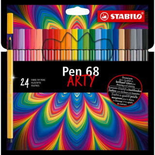 Stabilo Pen 68 Arty Pack de 24 Rotuladores - Punta de Fibra - Trazo de 1mm aprox. - Tinta a Base de Agua - Capuchon Ventilado -