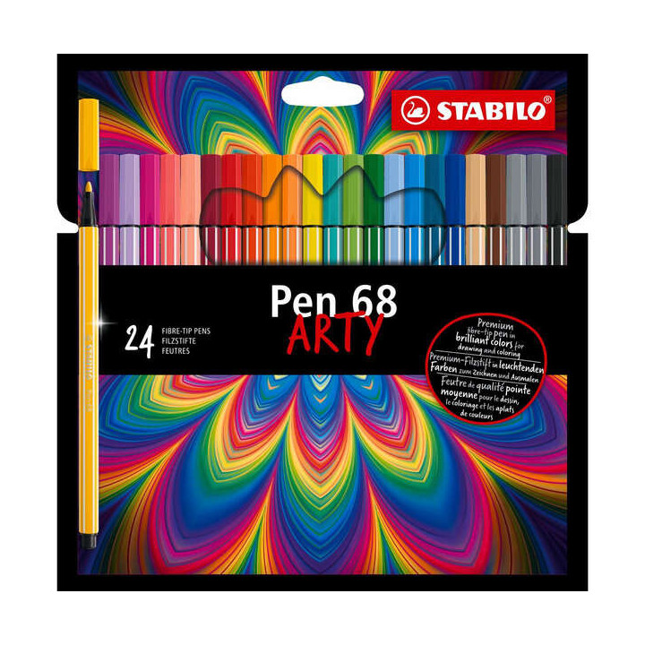 Stabilo Pen 68 Arty Pack de 24 Rotuladores - Punta de Fibra - Trazo de 1mm aprox. - Tinta a Base de Agua - Capuchon Ventilado -