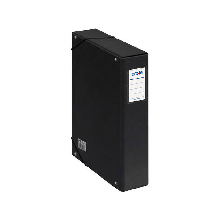 Dohe Caja para Proyectos Lomo 7cm - Carton Forrado con Papel Impreso y Plastificado - Cierre con Gomas - Color Negro