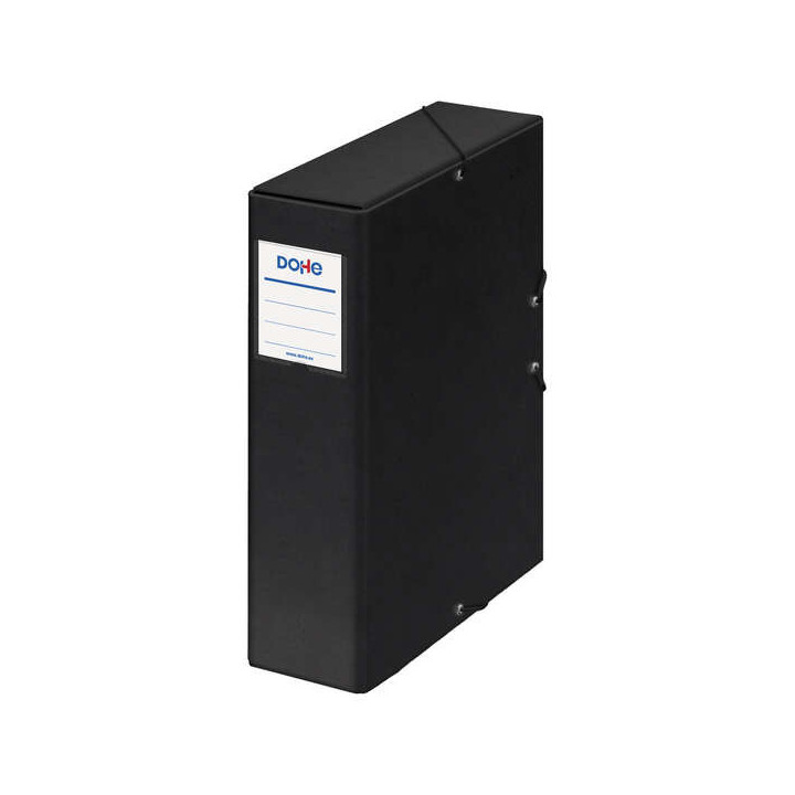 Dohe Caja para Proyectos Lomo 9cm - Carton Forrado con Papel Impreso y Plastificado - Cierre con Gomas - Color Negro