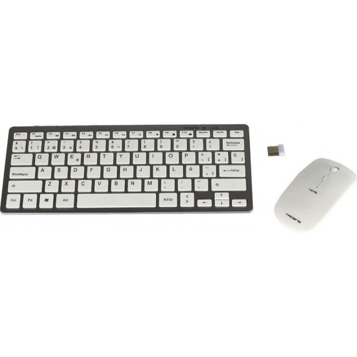 Tacens Combo Teclado y Raton Inalambrico - Sensor Optico 1200-2000 DPI - Alcance 10m - Teclas Multimedia - Compatible Windows/M