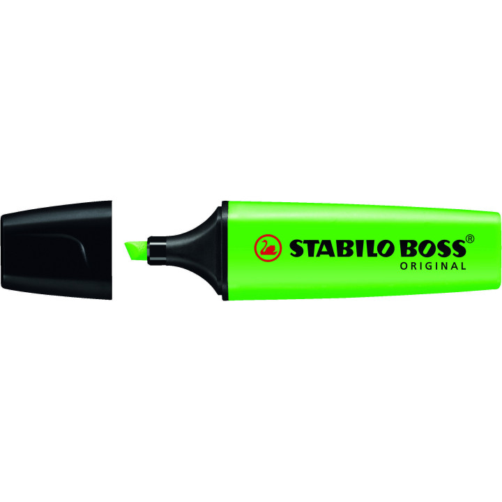 Stabilo Boss 70 Rotulador Marcador Fluorescente - Trazo entre 2 y 5mm - Recargable - Tinta con Base de Agua - Color Verde Fluor
