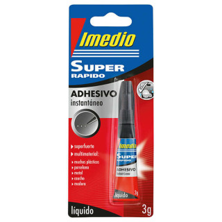 Imedio Super Rapido Pegamento Instantaneo 3gr - Superrapido y Extrafuerte - Ideal para Pegar Pequeñas Superficies - Multimater