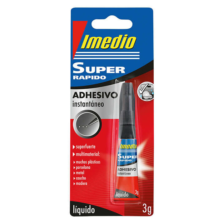 Imedio Super Rapido Pegamento Instantaneo 3gr - Superrapido y Extrafuerte - Ideal para Pegar Pequeñas Superficies - Multimater