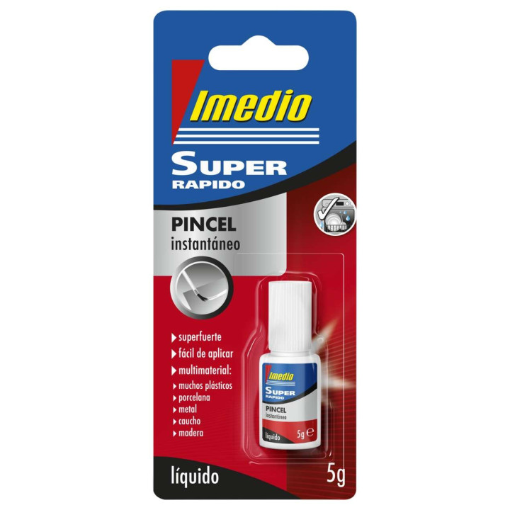 Imedio Super Rapido Bote de Pegamento Instantaneo con Pincel 5gr - Transparente - Multimaterial