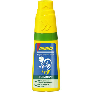 Imedio Gira y Pega Renature Pegamento Universal Sin Disolventes 35ml - Aplicador Giratorio 3 Posiciones - Envase 88% de Origen