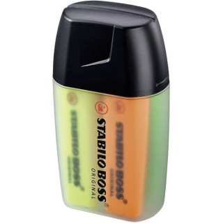 Stabilo Boss Pack de 4 Marcadores Fluorescentes - Trazo entre 2 y 5mm - Recargable - Tinta con Base de Agua - Estuche de Plasti