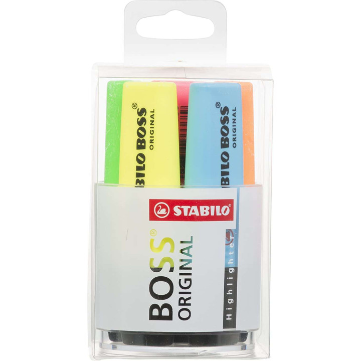 Stabilo Boss 70 Pack de 6 Marcadores Fluorescentes - Practico Cubilete de Escritorio - Trazo entre 2 y 5mm - Recargable - Tinta