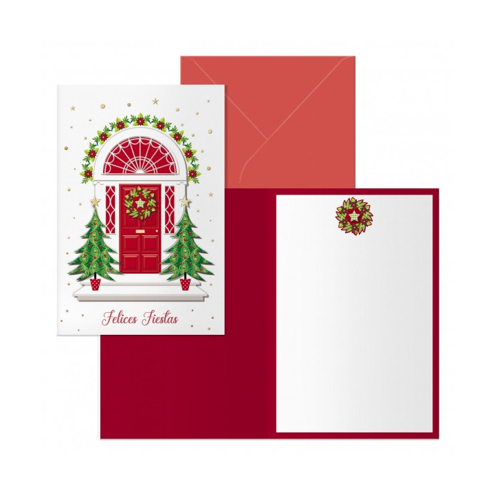 Dohe Red Door Pack de 6 Tarjetas de Felicitacion Navideña con Sobre - Tamaño Cerrada 11.5x17cm