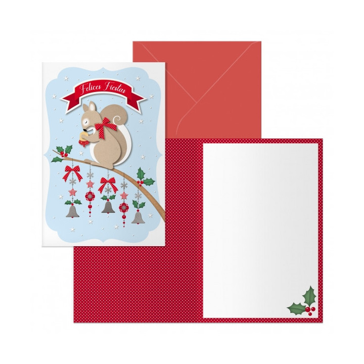Dohe Ardilla Pack de 6 Tarjetas de Felicitacion Navideña con Sobre - Tamaño Cerrada 11.5x17cm
