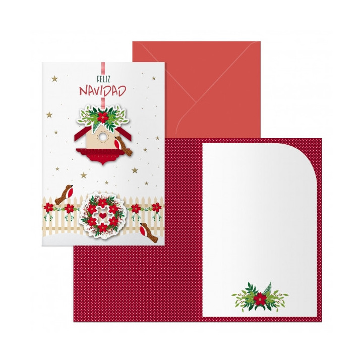 Dohe Bird House Pack de 6 Tarjetas de Felicitacion Navideña con Sobre - Tamaño Cerrada 11.5x17cm