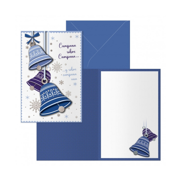 Dohe Campanas Pack de 6 Tarjetas de Felicitacion Navideña con Sobre - Tamaño Cerrada 11.5x17cm