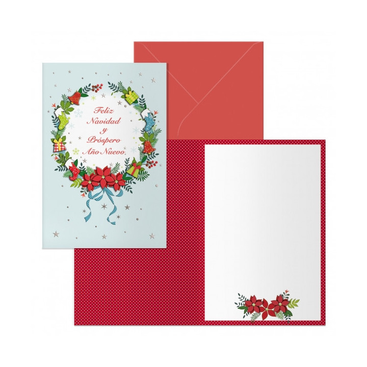 Dohe Holly Pack de 6 Tarjetas de Felicitacion Navideña con Sobre - Tamaño Cerrada 11.5x17cm