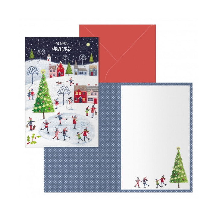 Dohe Ice Rink Pack de 6 Tarjetas de Felicitacion Navideña con Sobre - Tamaño Cerrada 11.5x17cm