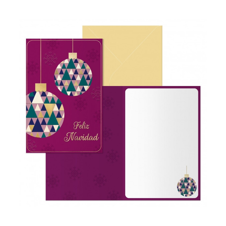 Dohe Esferas Pack de 6 Tarjetas de Felicitacion Navideña con Sobre - Tamaño Cerrada 11.5x17cm