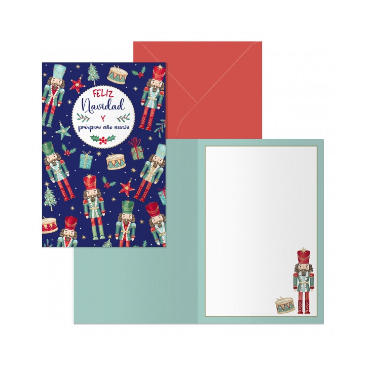 Dohe Cascanueces Pack de 6 Tarjetas de Felicitacion Navideña con Sobre - Tamaño Cerrada 11.5x17cm