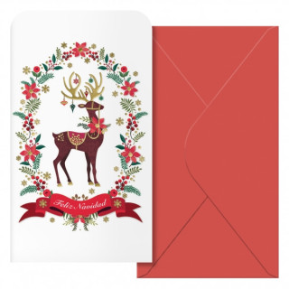 Dohe Caribu Pack de 6 Tarjetas/Billeteros de Felicitacion Navideña con Sobre - Tamaño 9x16cm - Papel Offset - Impresas a todo
