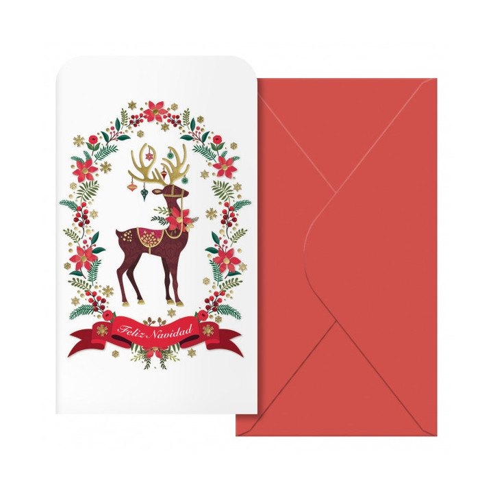 Dohe Caribu Pack de 6 Tarjetas/Billeteros de Felicitacion Navideña con Sobre - Tamaño 9x16cm - Papel Offset - Impresas a todo