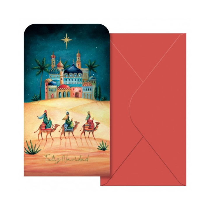 Dohe Oriente Pack de 6 Tarjetas/Billeteros de Felicitacion Navideña con Sobre - Tamaño 9x16cm - Papel Offset - Impresas a tod