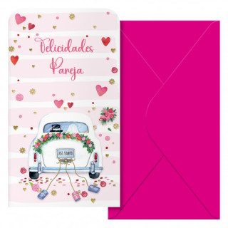 Dohe Wedding Pack de 6 Tarjetas/Billeteros de Felicitacion de Boda con Sobre - Tamaño 9x16cm - Papel Offset - Impresas a todo