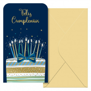 Dohe Cake Pack de 6 Tarjetas/Billeteros de Felicitacion de Cumpleaños con Sobre - Tamaño 9x16cm - Papel Offset - Impresas a t