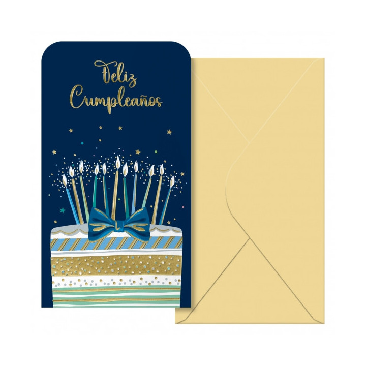 Dohe Cake Pack de 6 Tarjetas/Billeteros de Felicitacion de Cumpleaños con Sobre - Tamaño 9x16cm - Papel Offset - Impresas a t