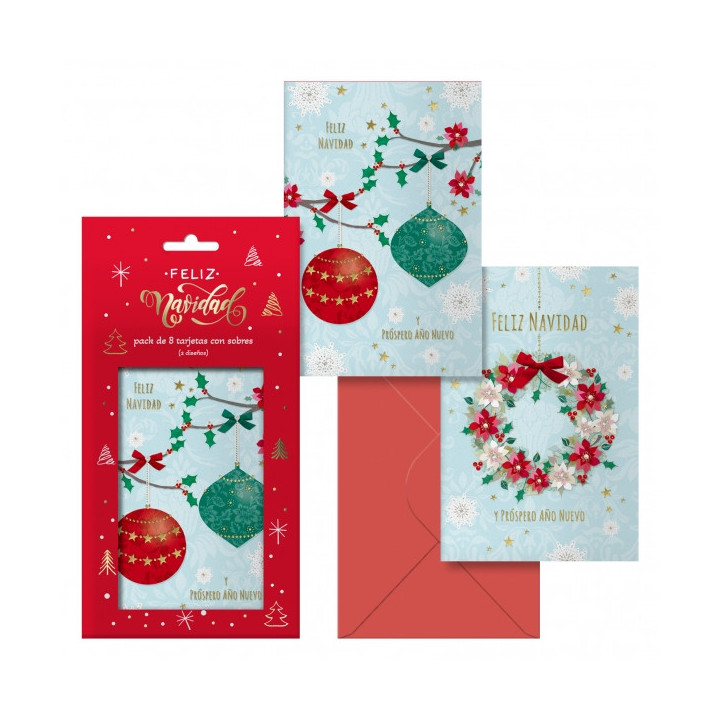 Dohe Adviento Pack de 8 Tarjetas de Felicitacion Navideña con Sobre - 2 Modelos Distintos - Tamaño 12